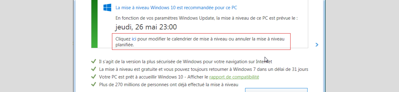 MAJ Windows 10 non désirée